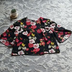 Aritzia Wilfred Cambrai Black Floral Silk Top XS